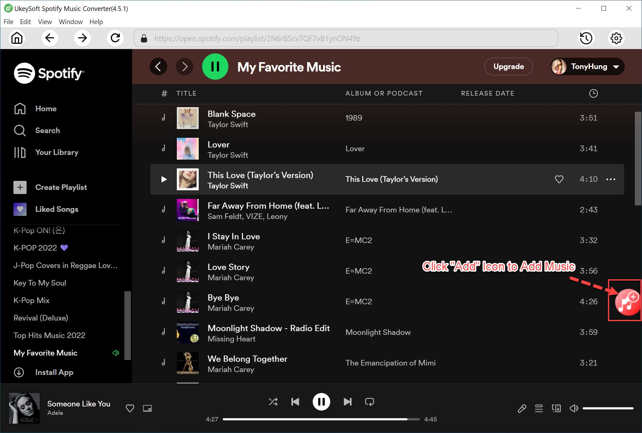 tambah muzik spotify