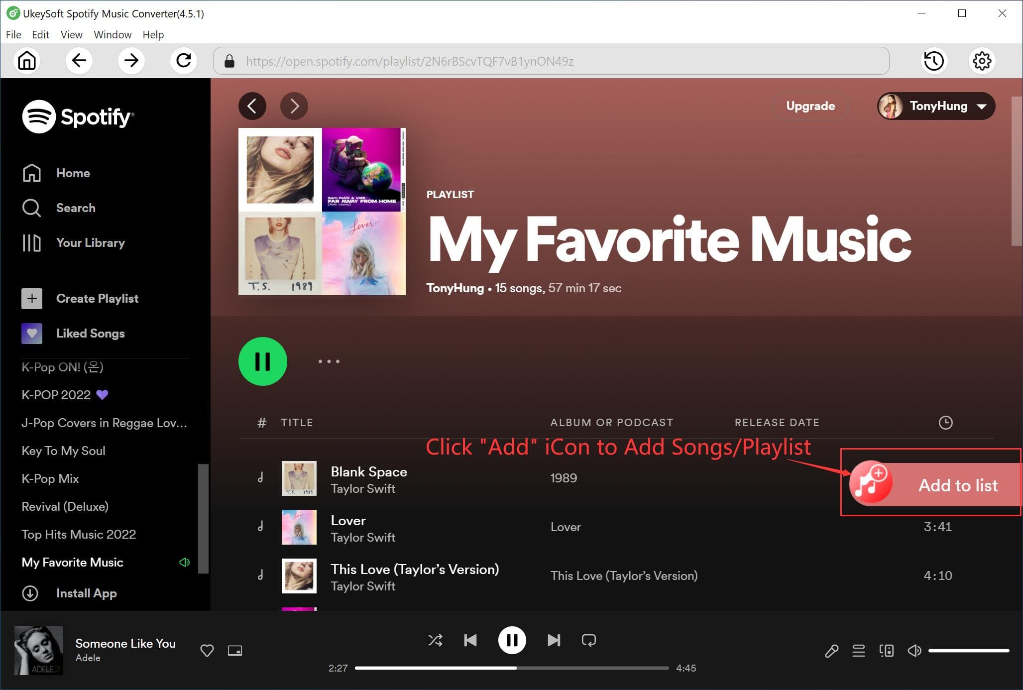 adicionar músicas spotify