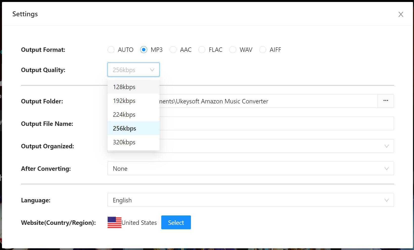 adjust output settings