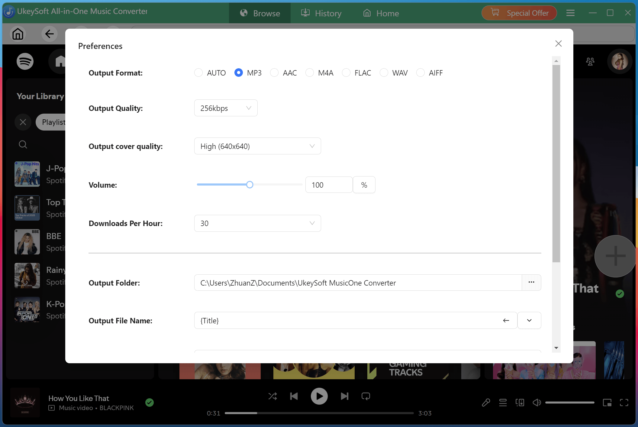 Select Output Format