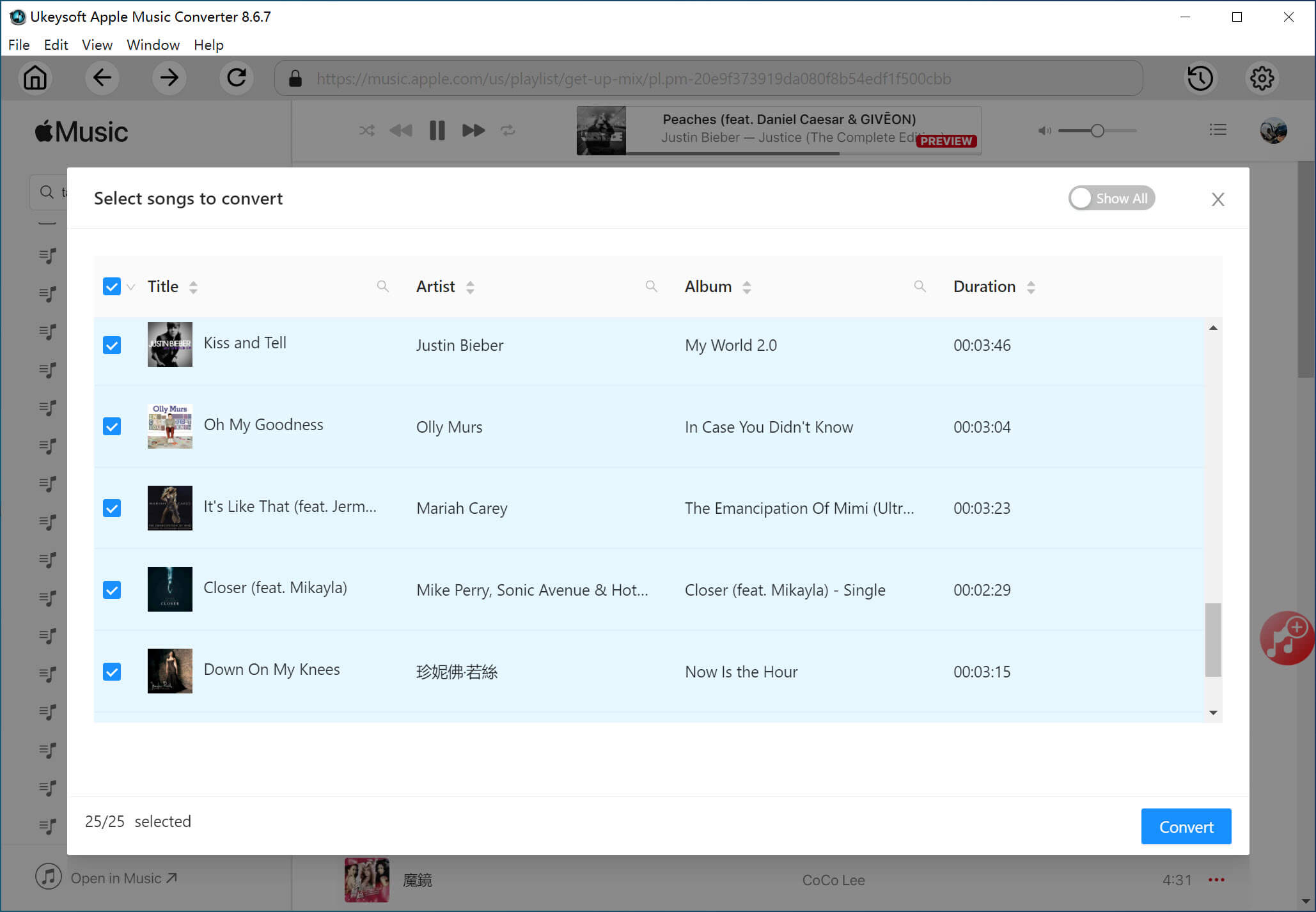 select iTunes M4P songs