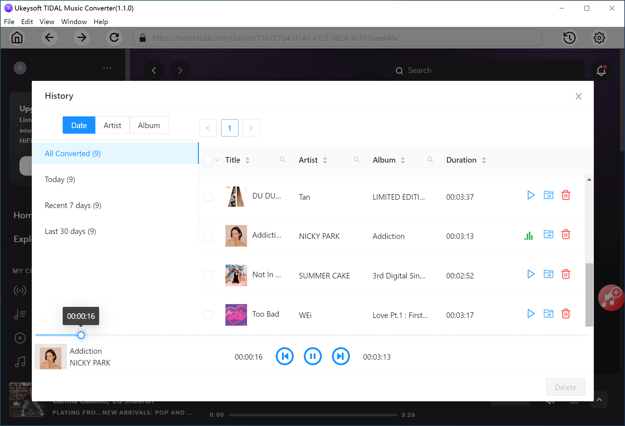 Конвертация Tidal mp3 закончена