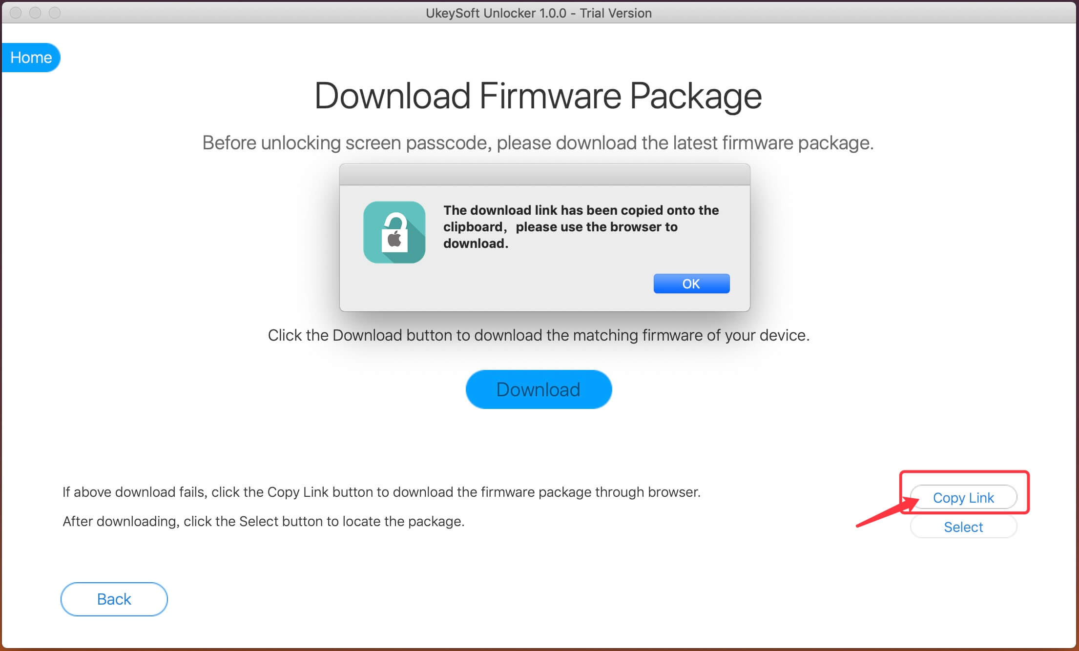 copiar descarga de enlace de firmware