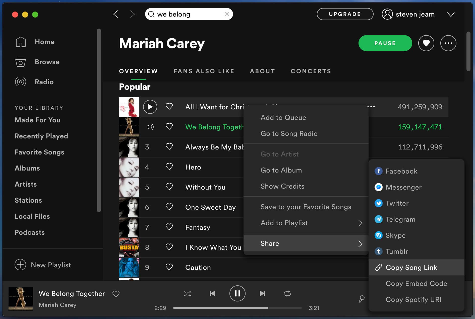 spotify şarkıları kopyala link