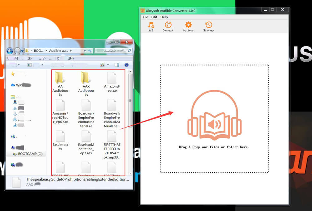 arrastrar y soltar archivos aax