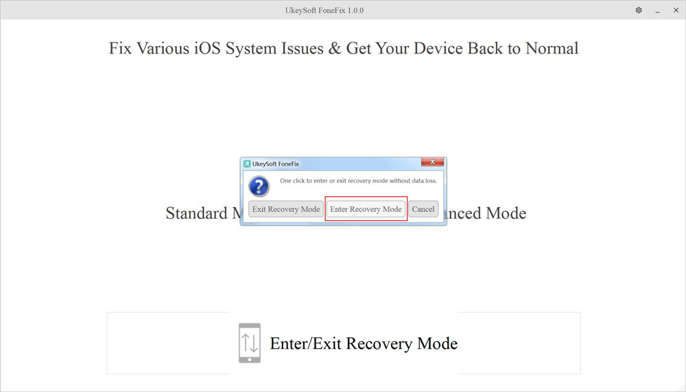 intrați în modul de recuperare fonefix