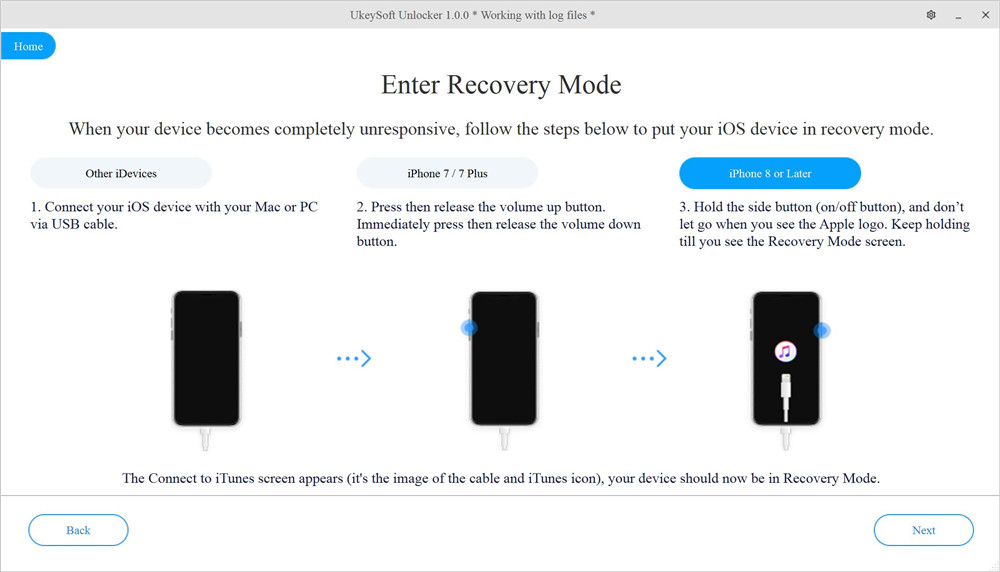 iPhone 8以降をリカバリモードにします