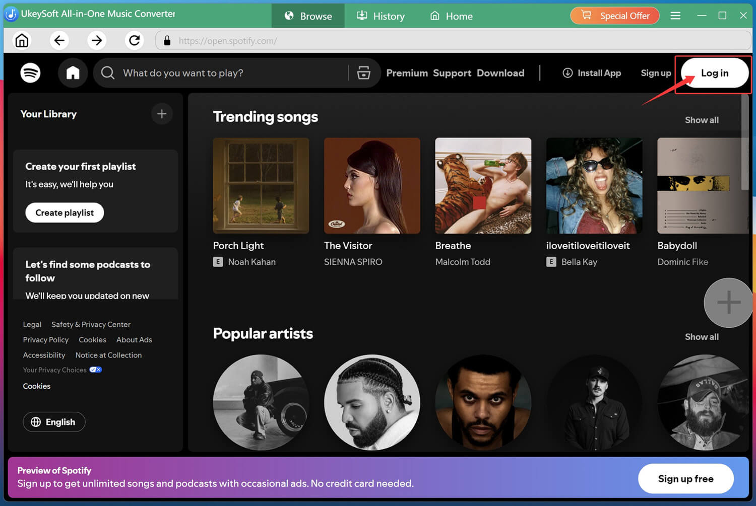 sign in spotify account