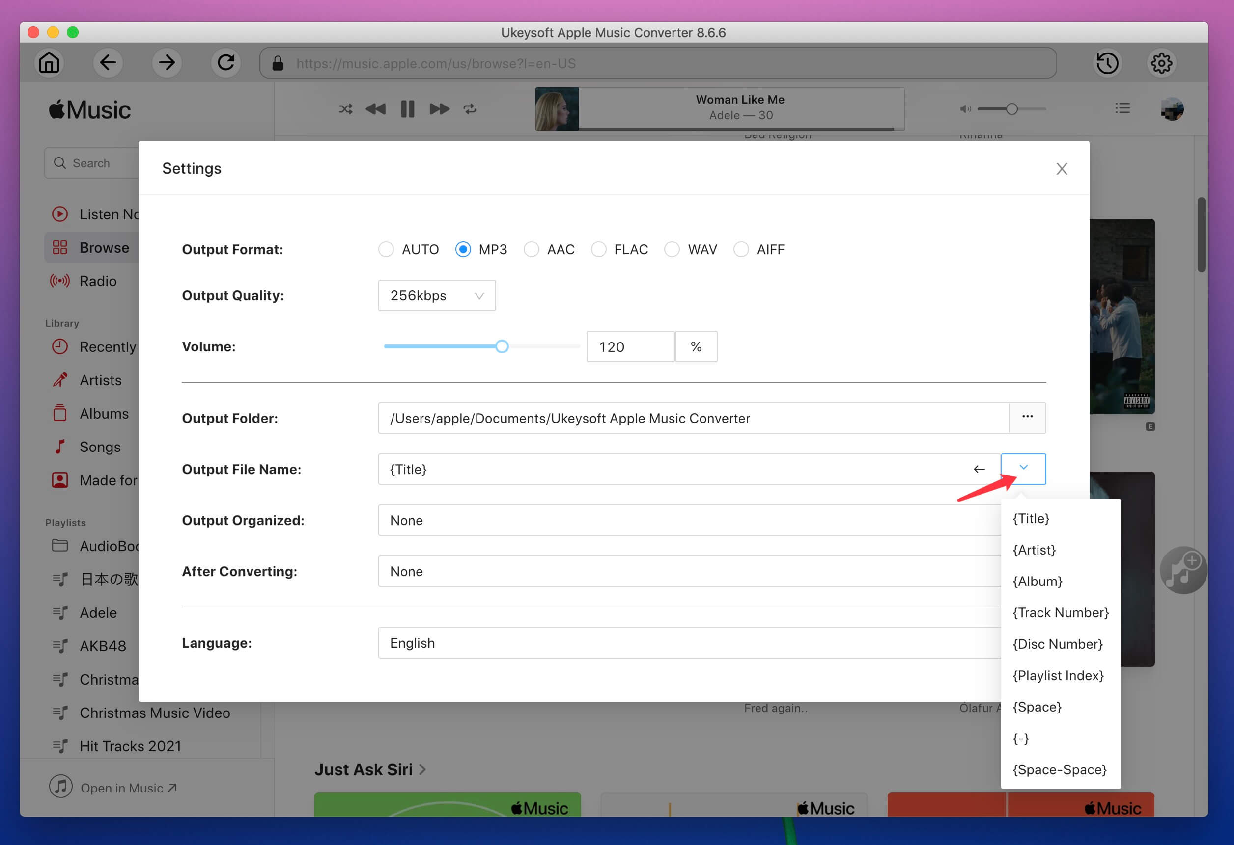 rename output file