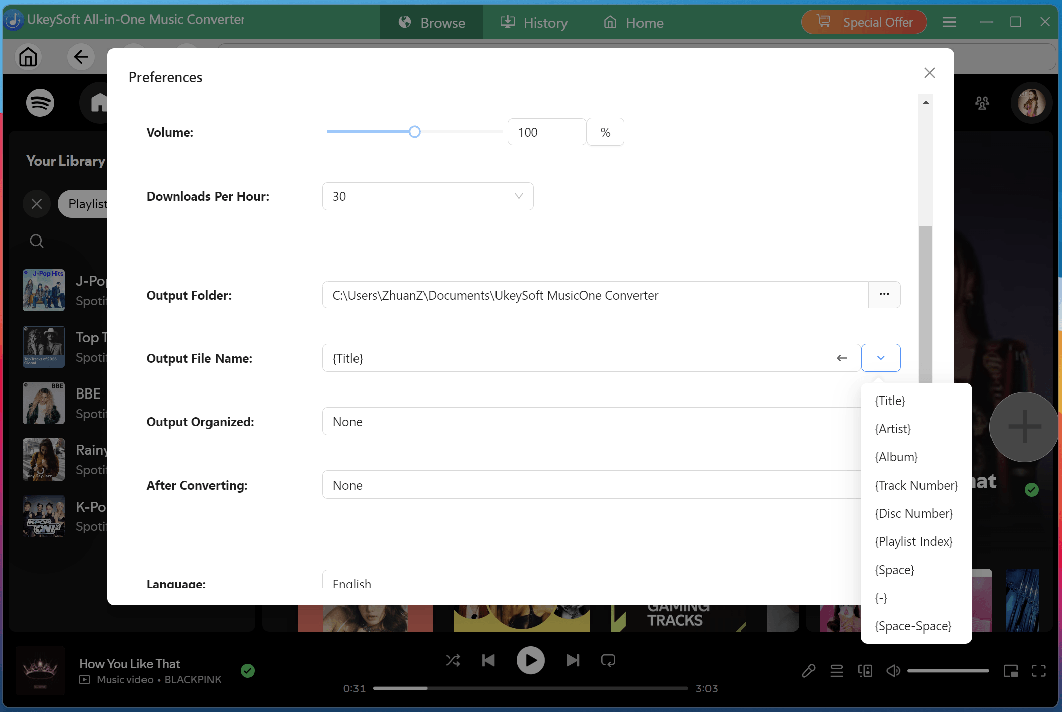customize output file name
