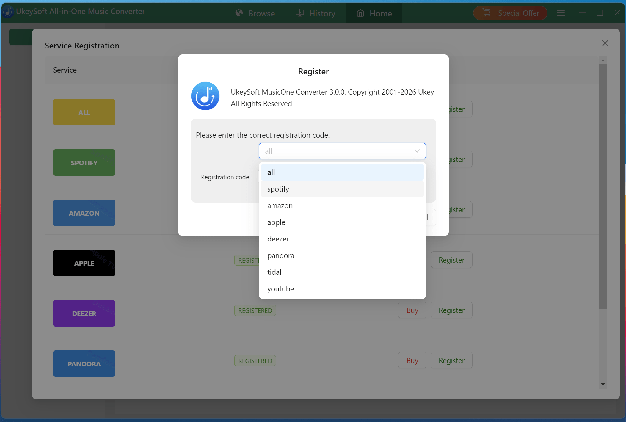 Activate UkeySoft MusicOne Converter