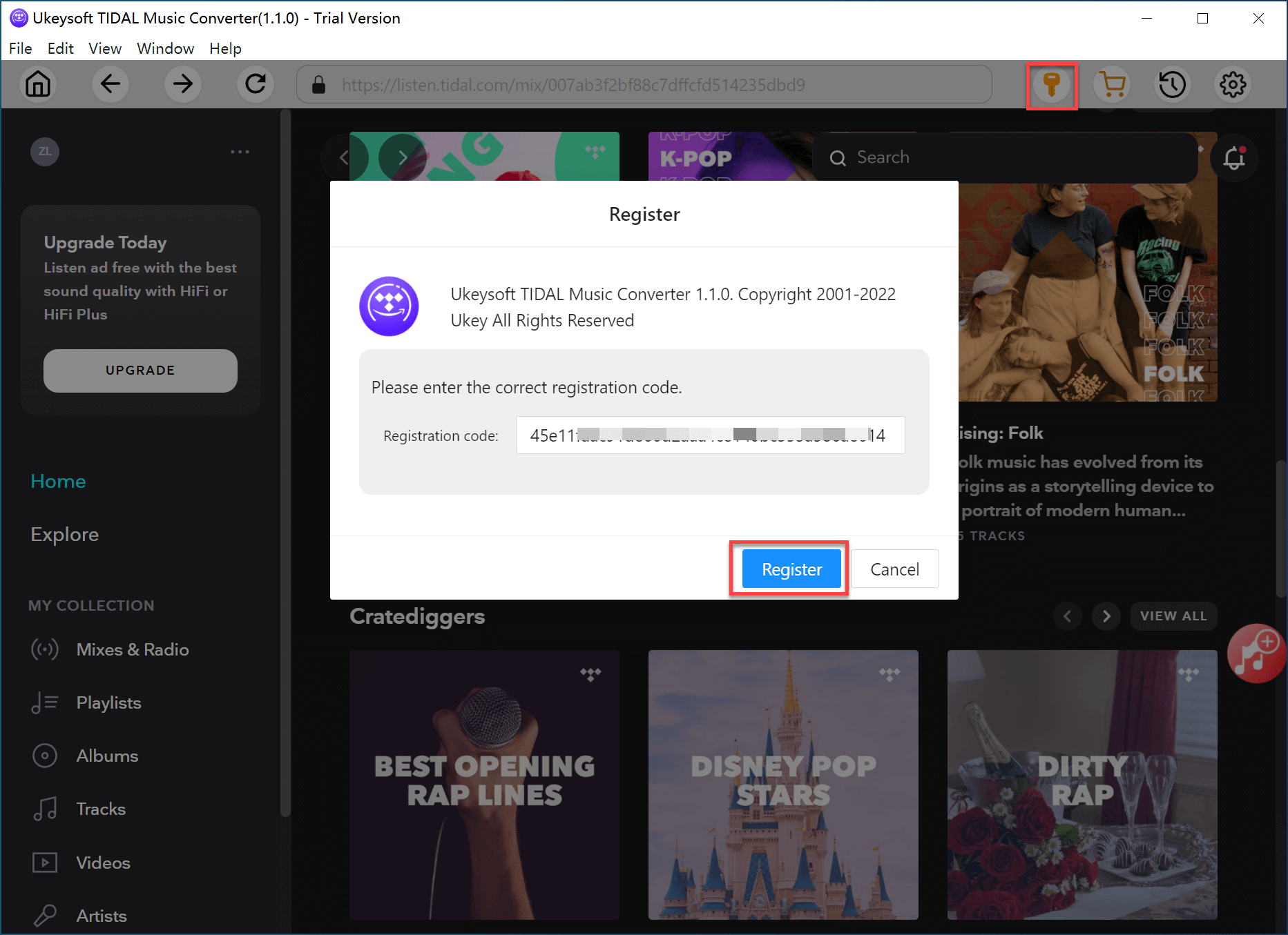 register tidal glazbeni pretvarač