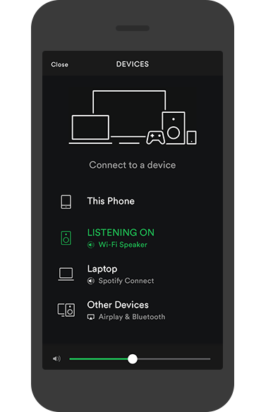 Mobile phone playing track on Spotify