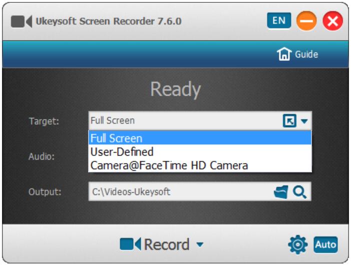 Interfaccia di Screen Recorder