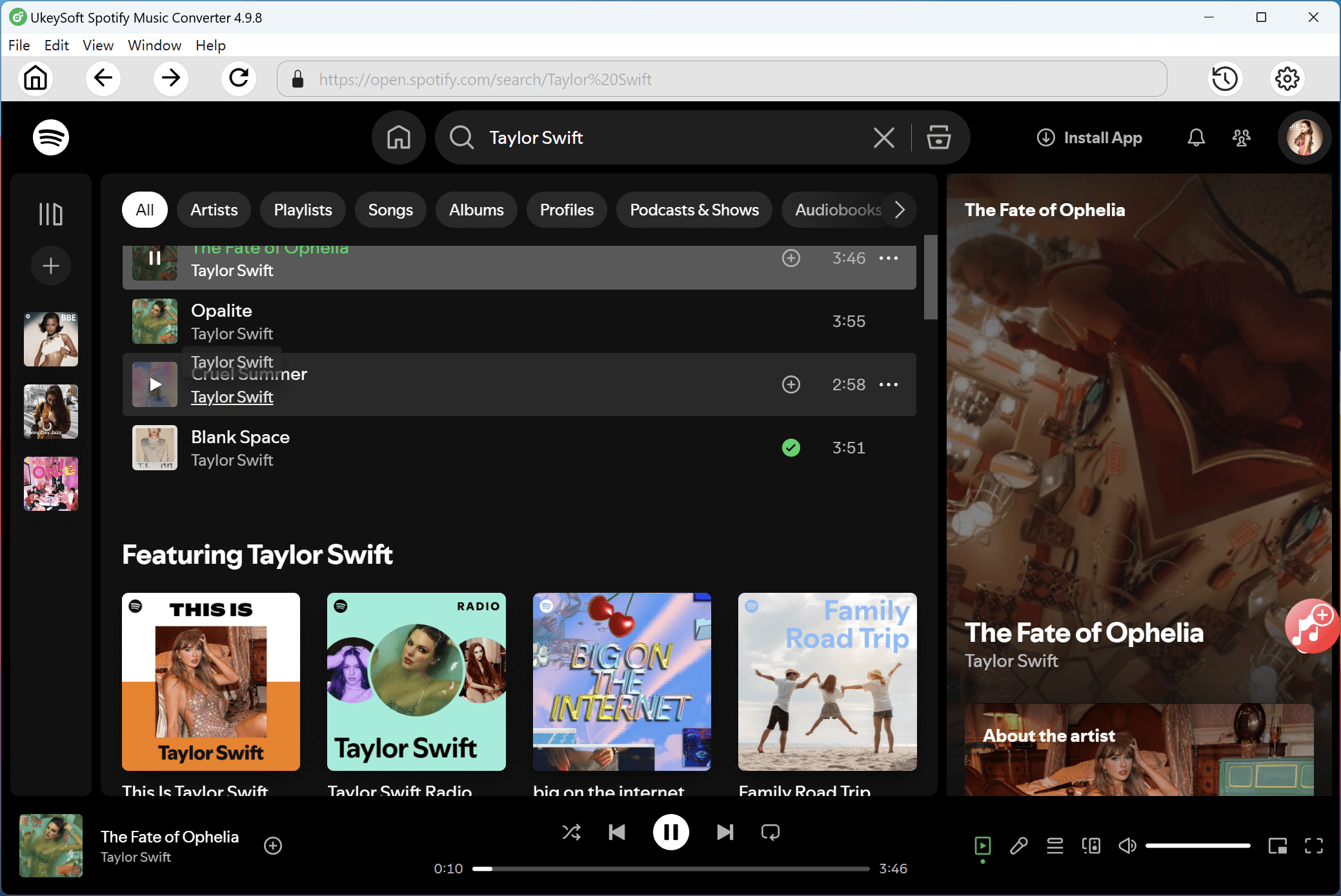 stream Taylor Swift songs online