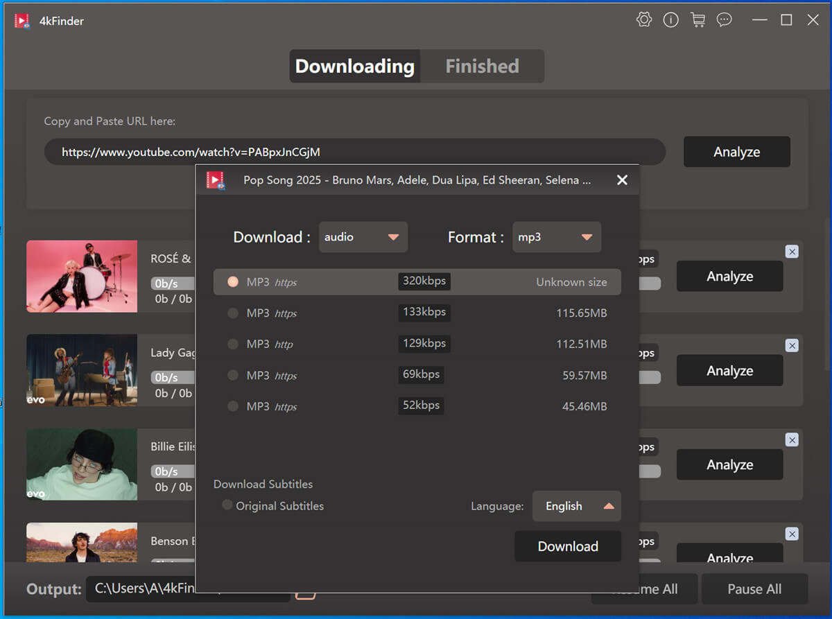 select mp3 format