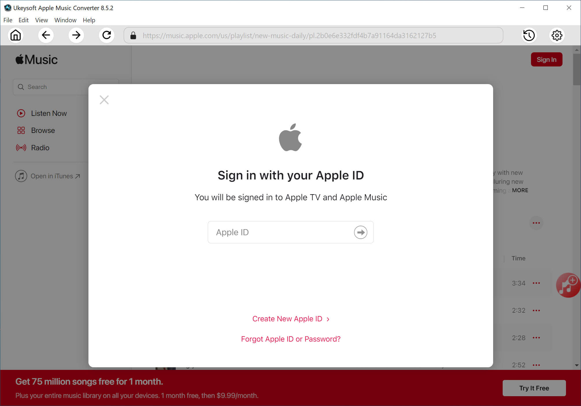 log in apple id