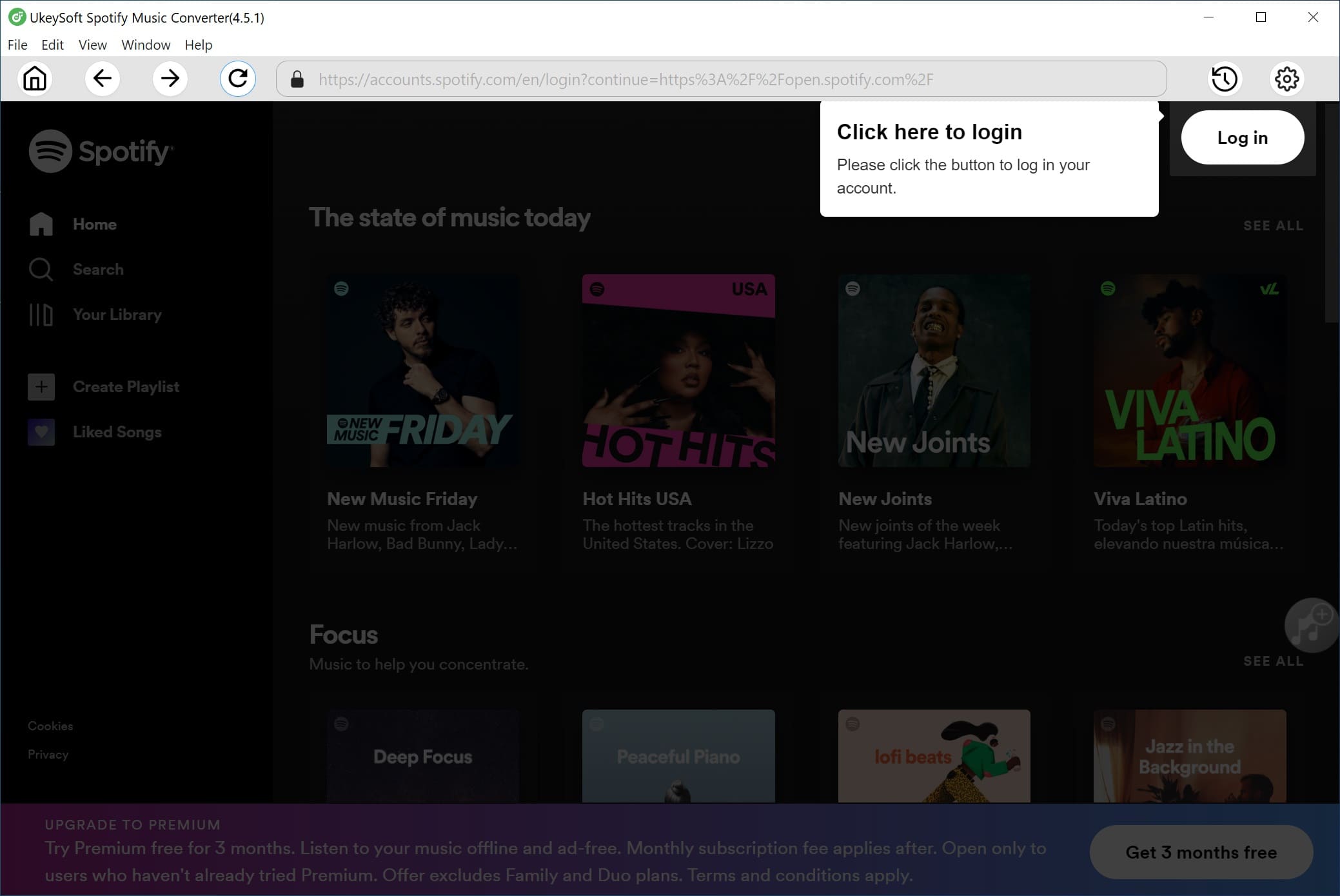Interfejs konwertera muzyki Spotify