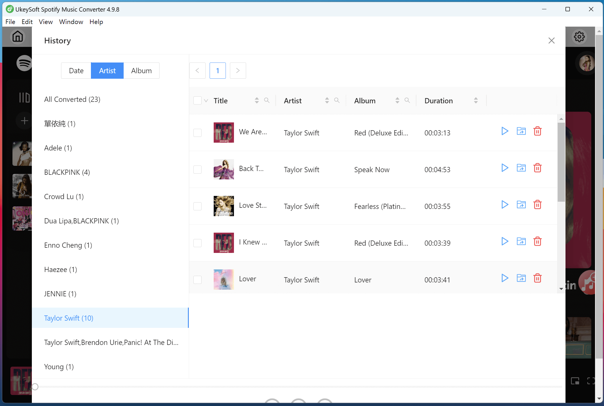 get downloaded Taylor Swift songs