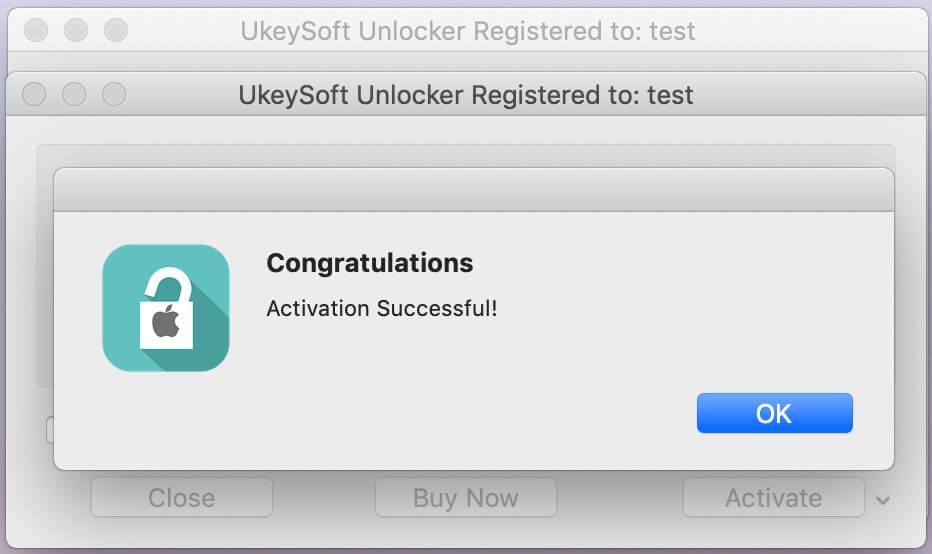 Activation ukeysoft avec succès