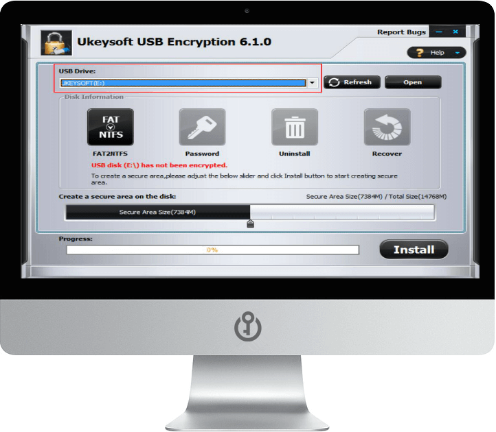 Avvia il passo di crittografia USB 1