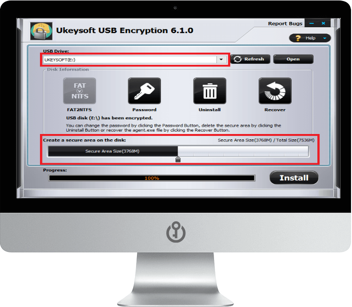 Launch usb encryption step 2
