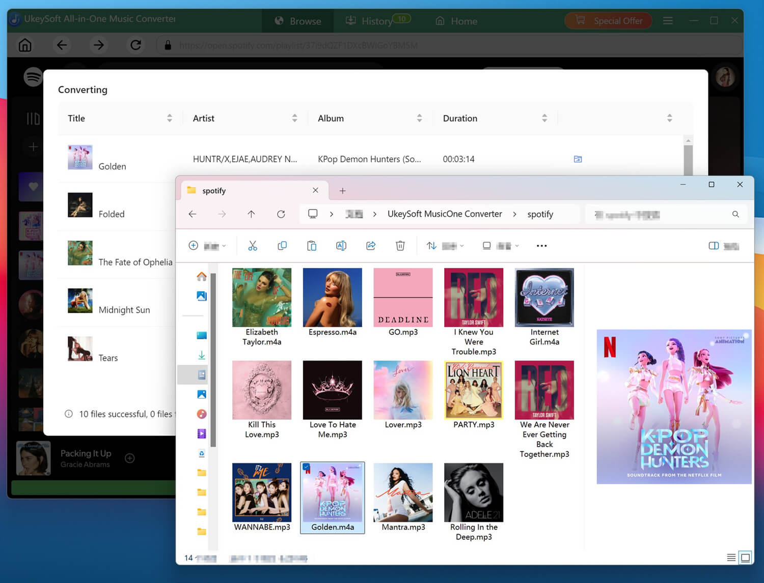 output spotify music files