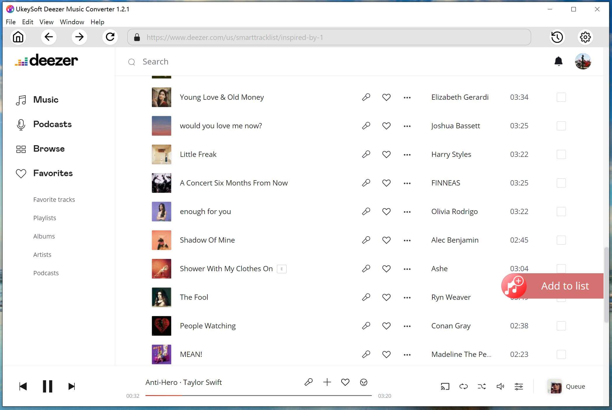 เพิ่มเพลย์ลิสต์ deezer ในรายการ