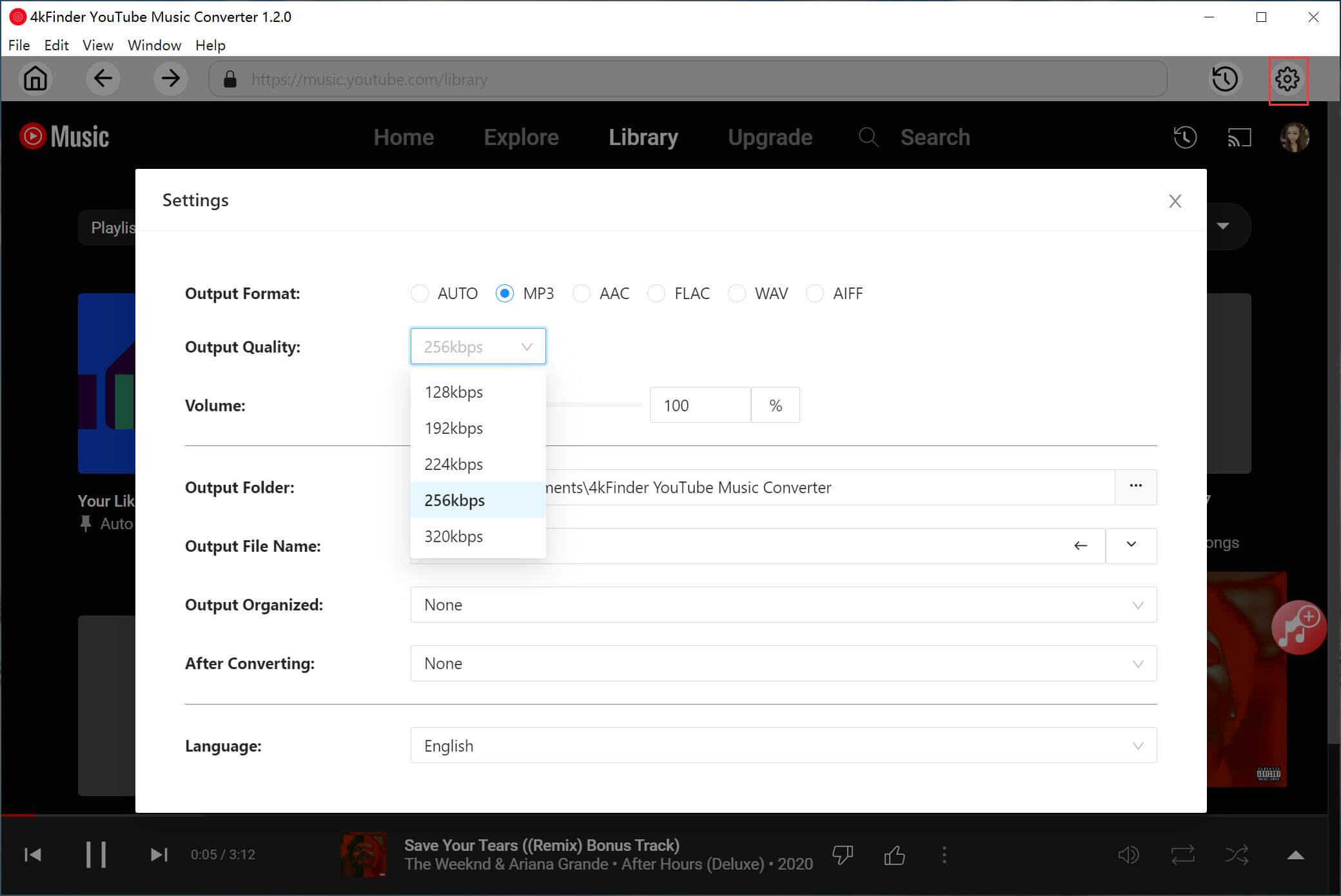 choose output settings