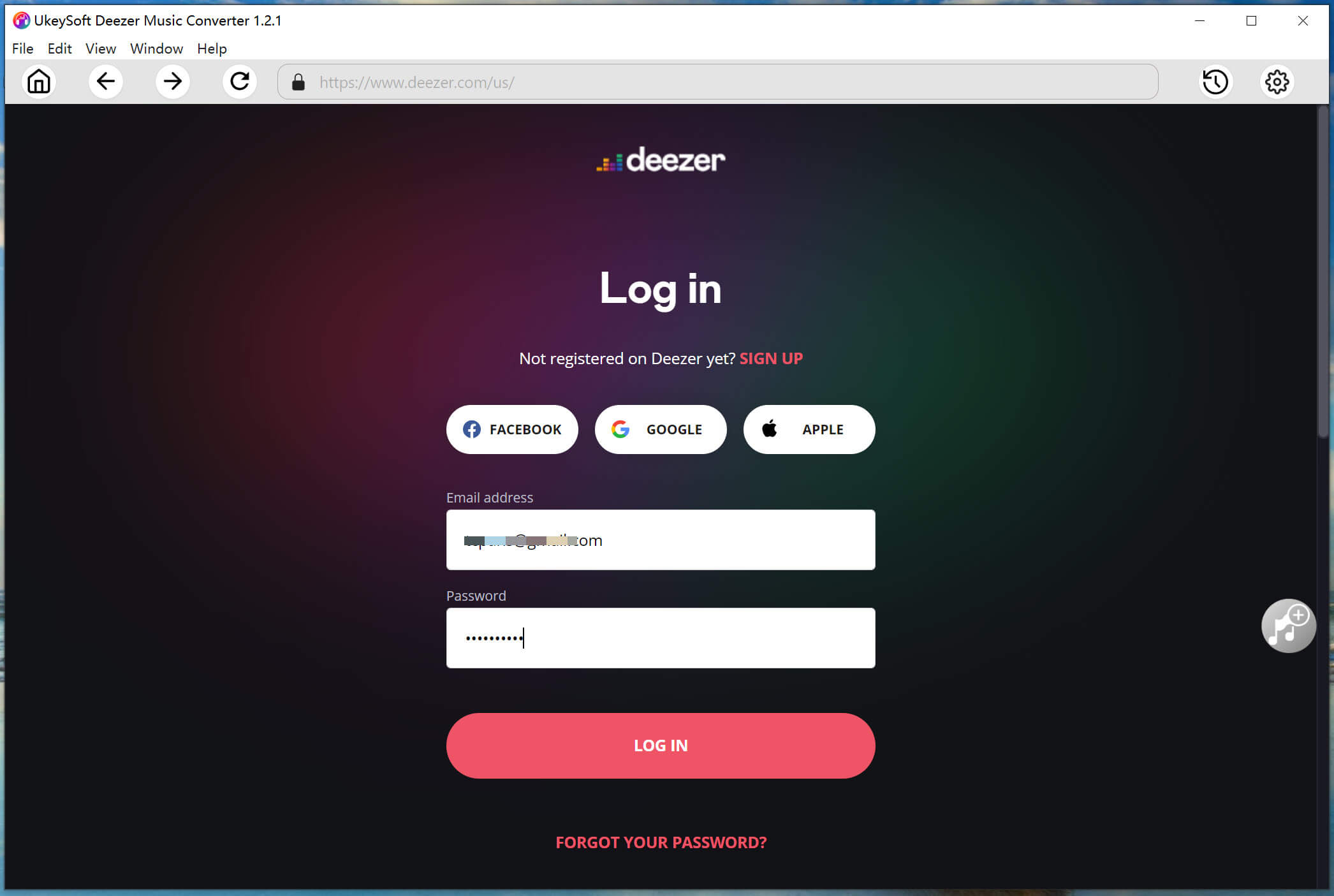 enter deezer account