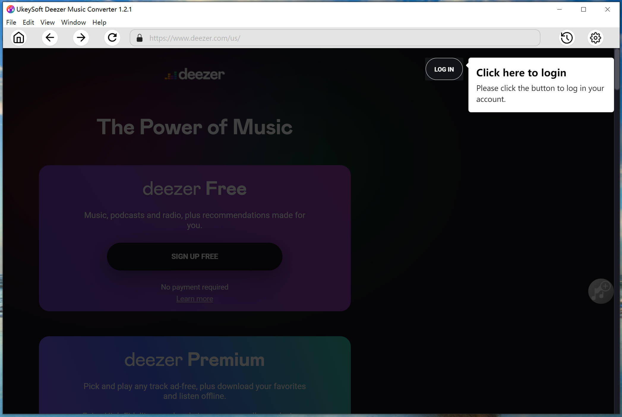 interface do conversor de música tidal ukeysoft honme