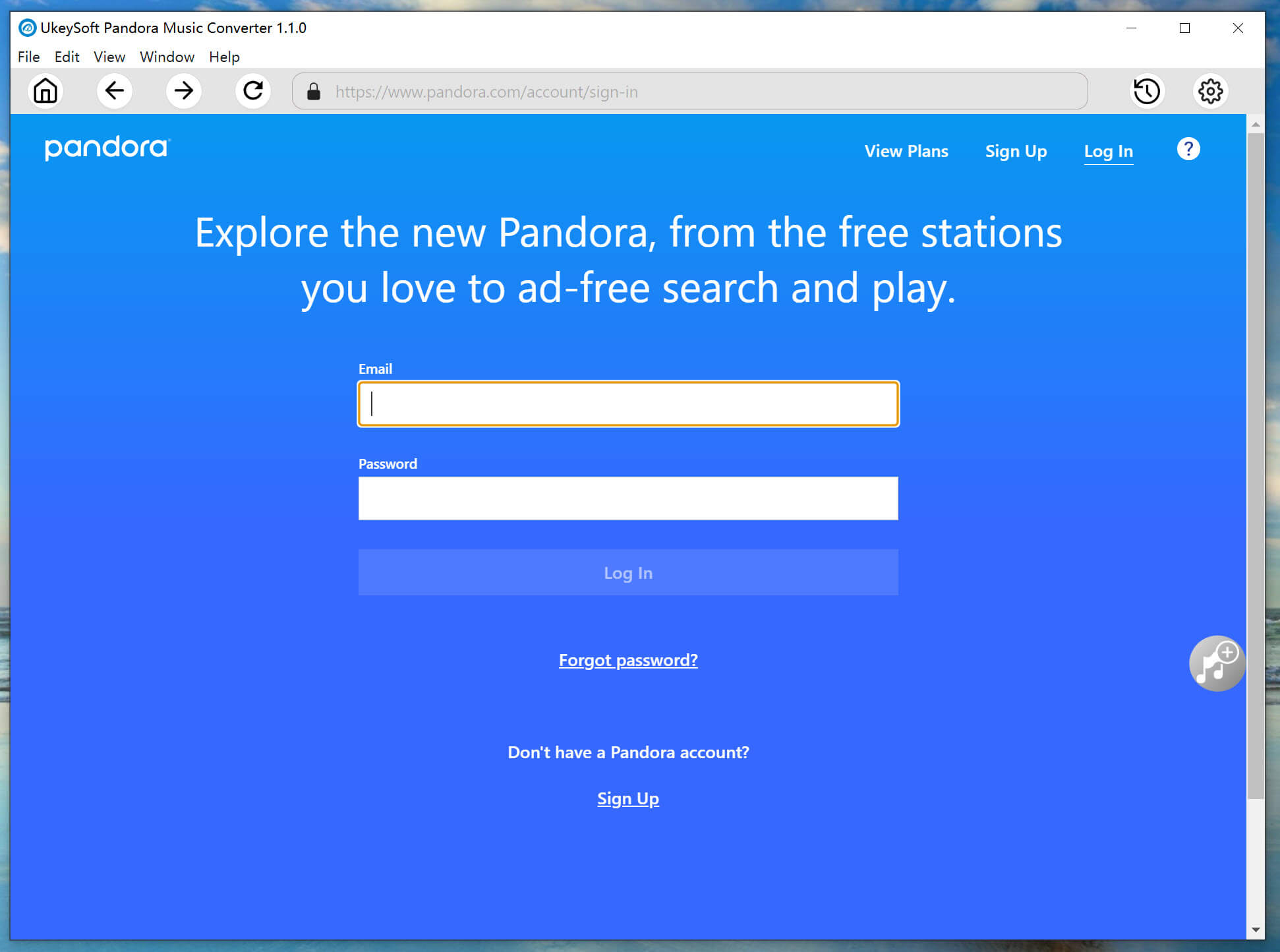 login pandora account