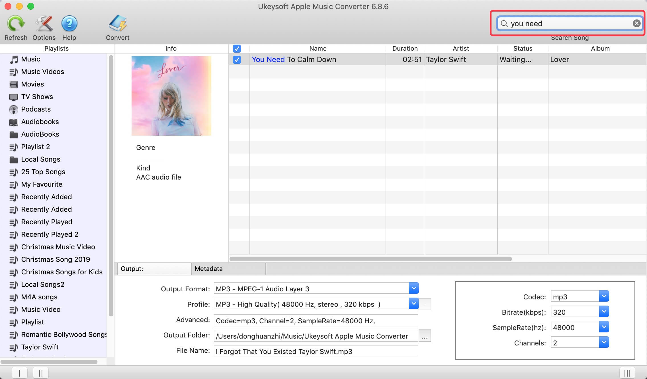 select AAC files