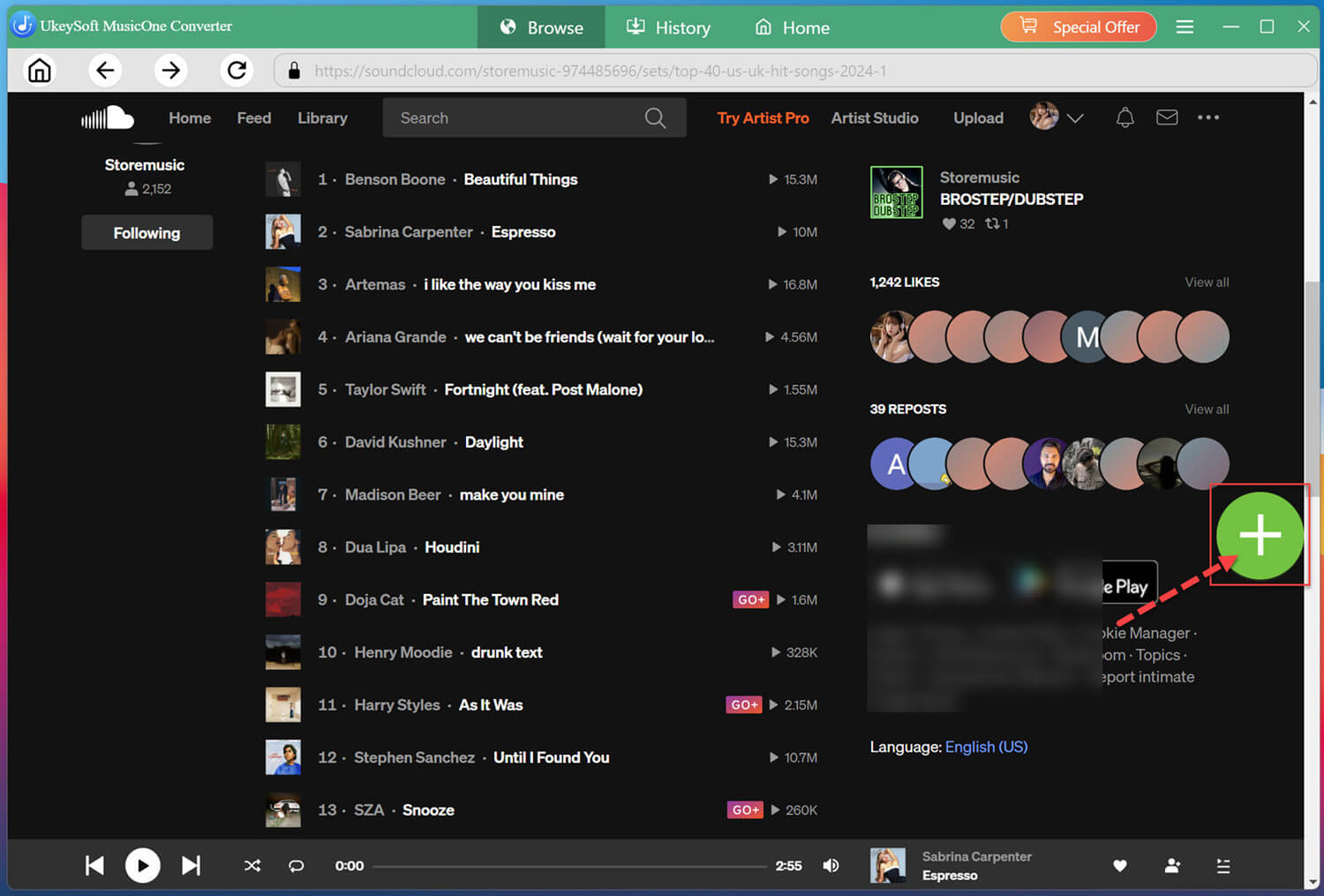 open soundcloud playlist