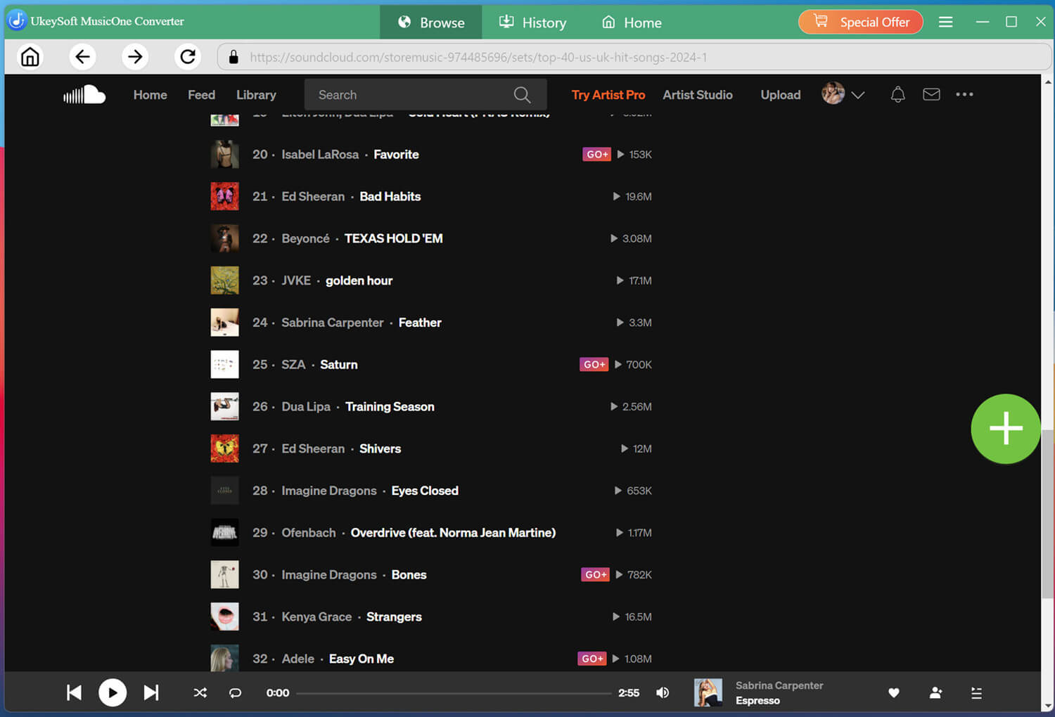 open soundcloud playlist