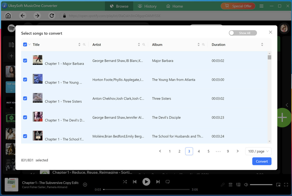 select spotify audiobooks chapters