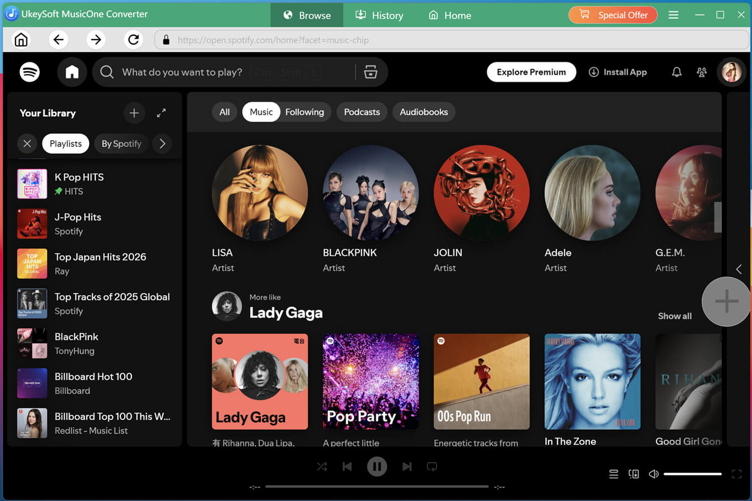 access spotify library