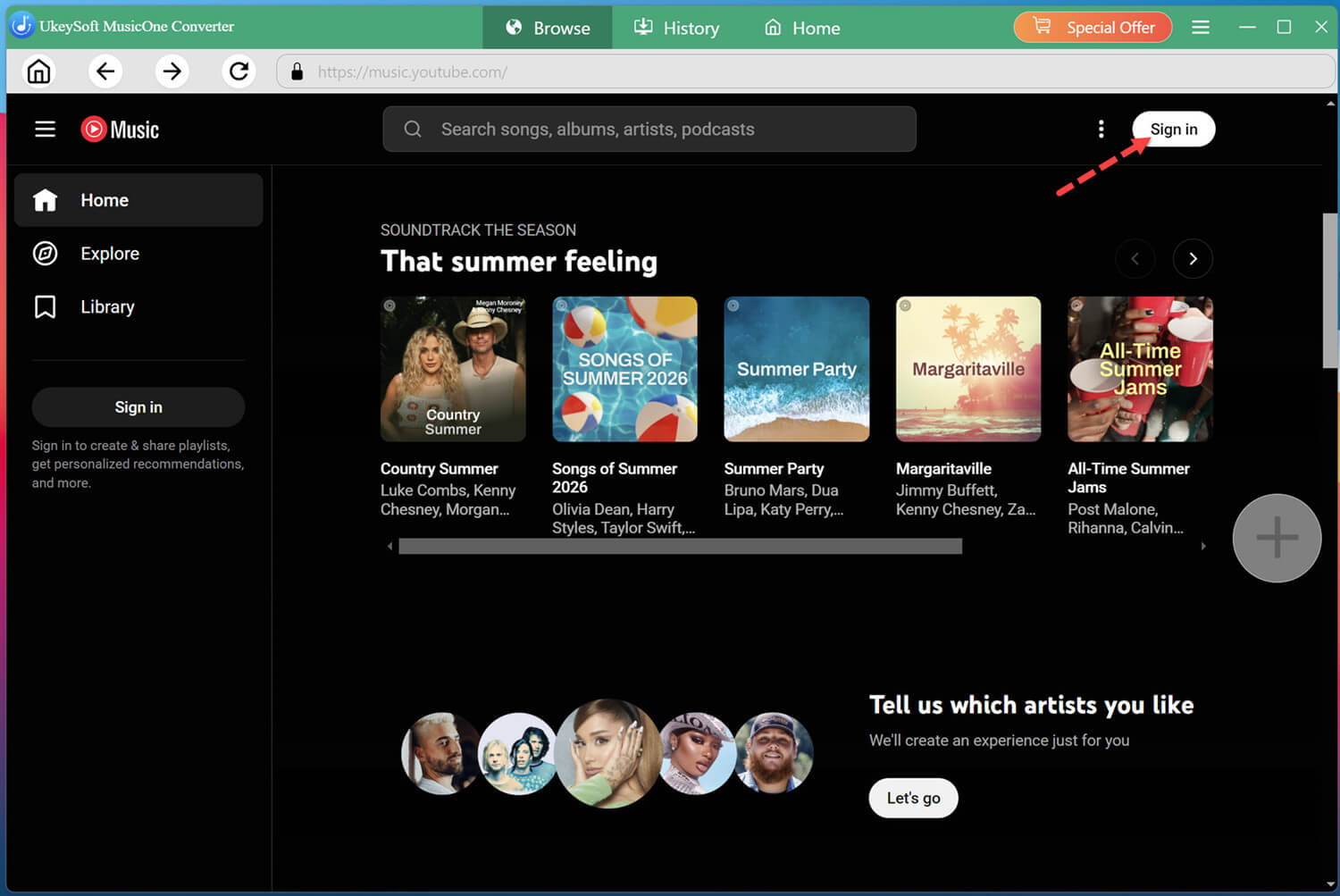 youtube Music Converter Interface