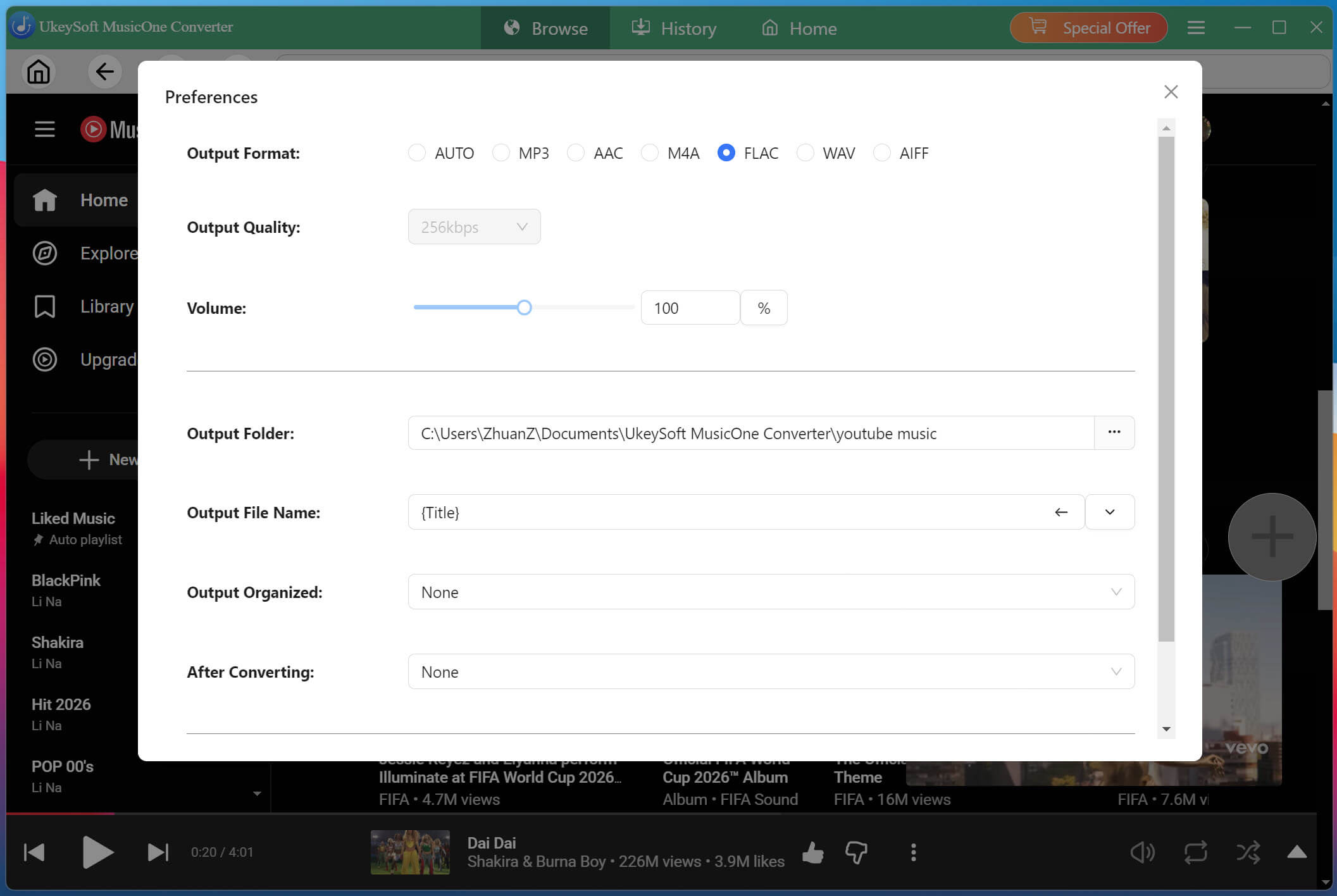 output flac