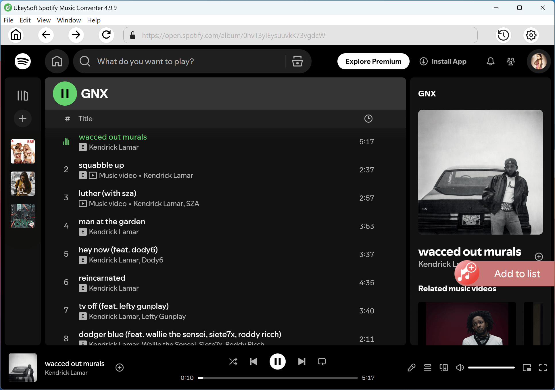 add kendrick lammar's gnx album