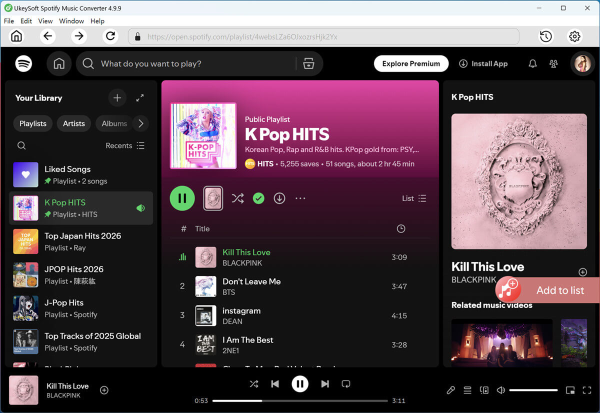 add spotify K-pop