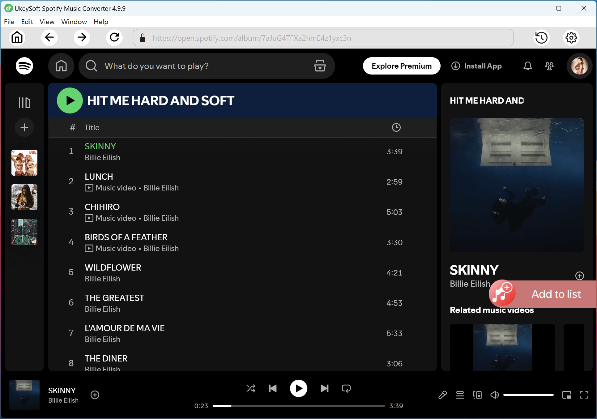 add 'HIT ME HARD AND SOFT' album