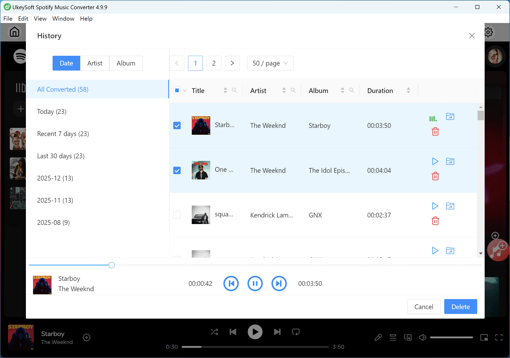 view converted songs