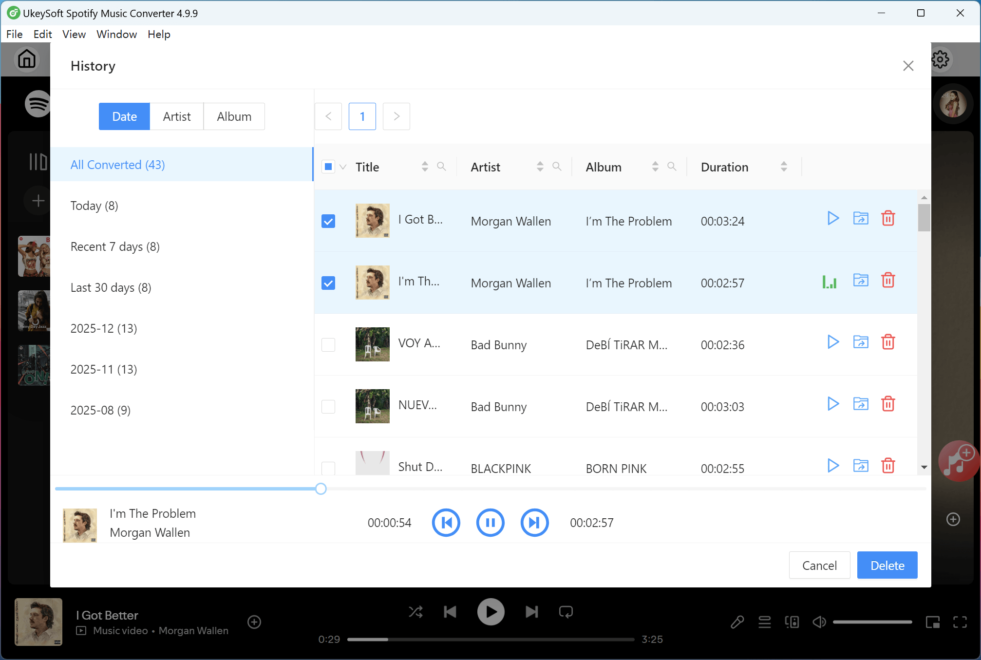 check downloaded songs