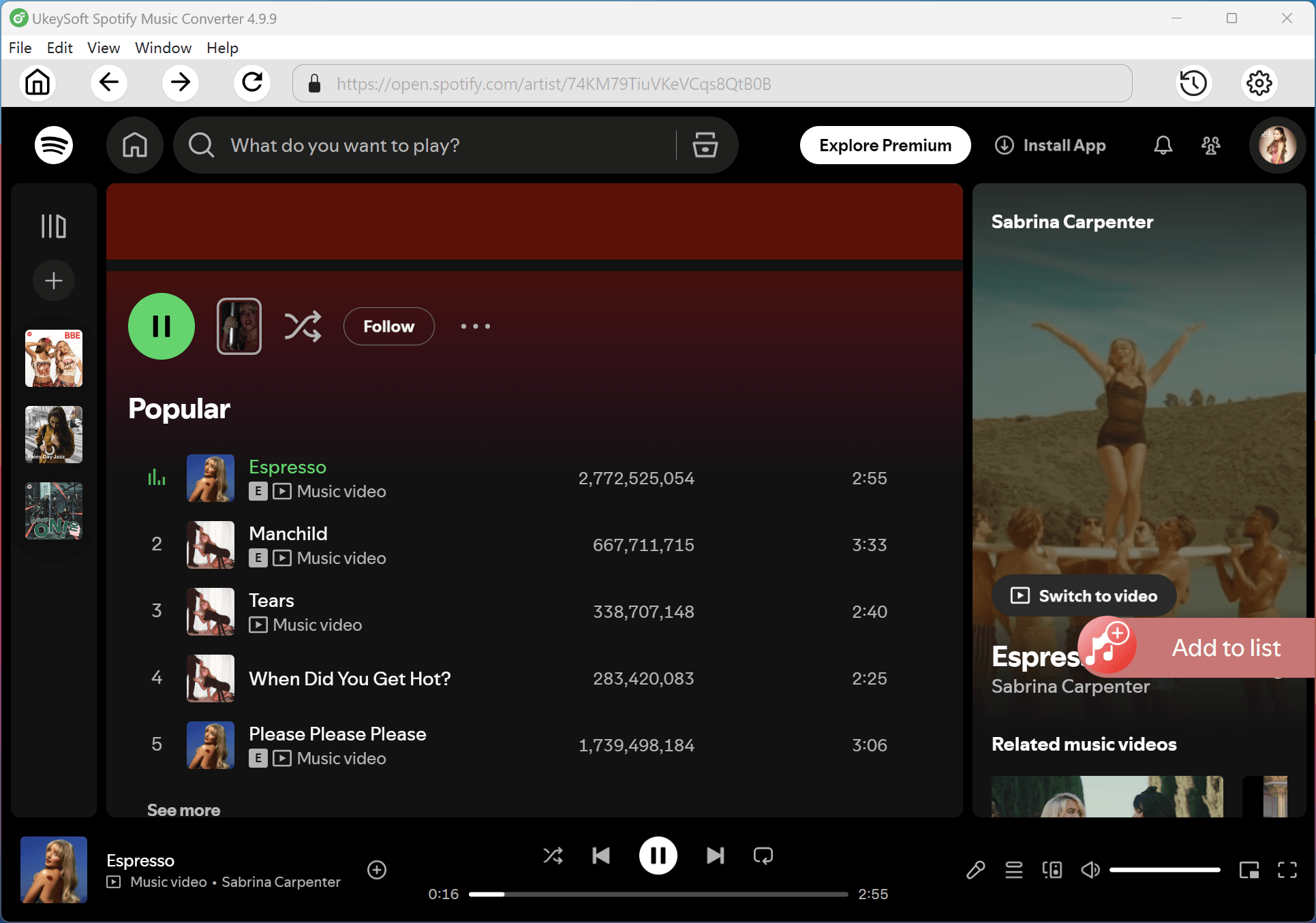 add 'Short n' Sweet' album