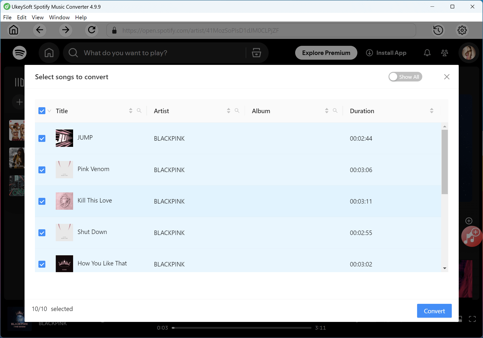 select BlackPink songs