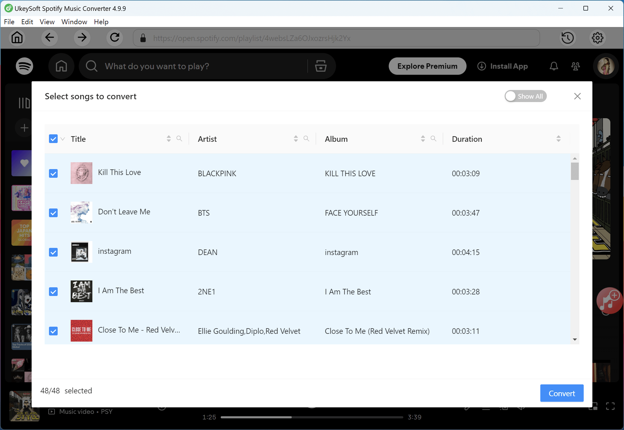 select spotify music