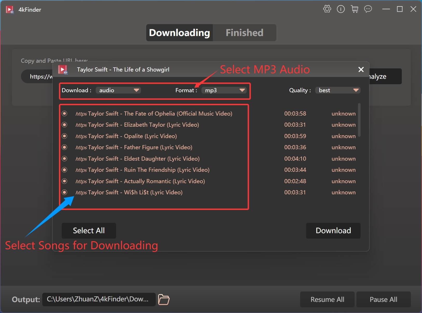 download Taylor Swift album playlist to mp3
