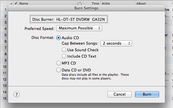 mengkonversi m4p ke mp3 dengan membakar cd melalui iTunes