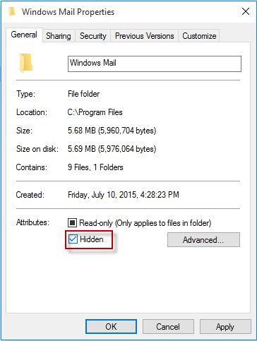 Windows 10 폴더 숨기기